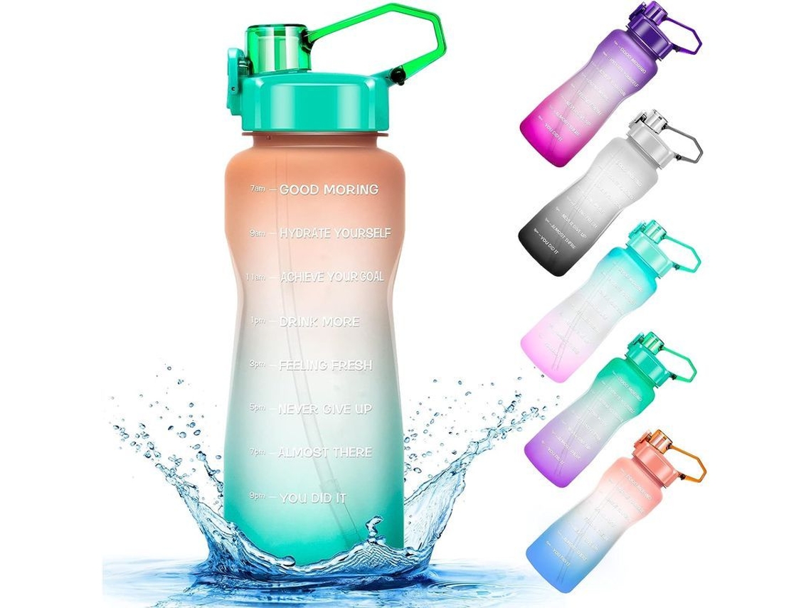Garrafa de Água Nova Line 2l Motivacional com Marcador de Tempo e Caneta, Bpa Free