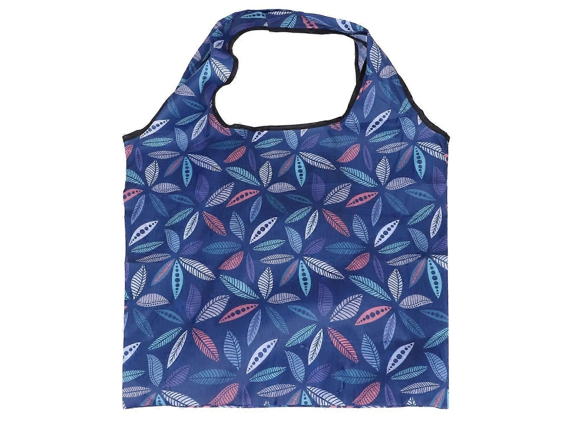 Sacola de Compras Dobrável com Estampa de Folhas Coloridas, Lavável e Reutilizável, 60 X 45 X 8 Cm, Design Portátil, 1 Conjunto. GOKOCO