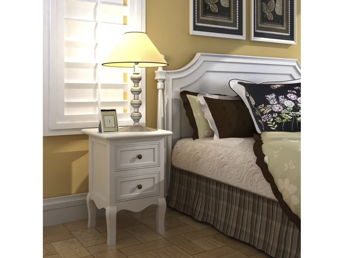 Maison Exclusive - Mesa De Cabeceira Com 2 Gavetas Mdf Branco