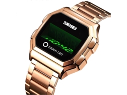 Relógio Eletrônico Skmei 1650 Com Pulseira De Aço, Display Digital Led E Botões Luminosos Sensíveis Ao Toque.