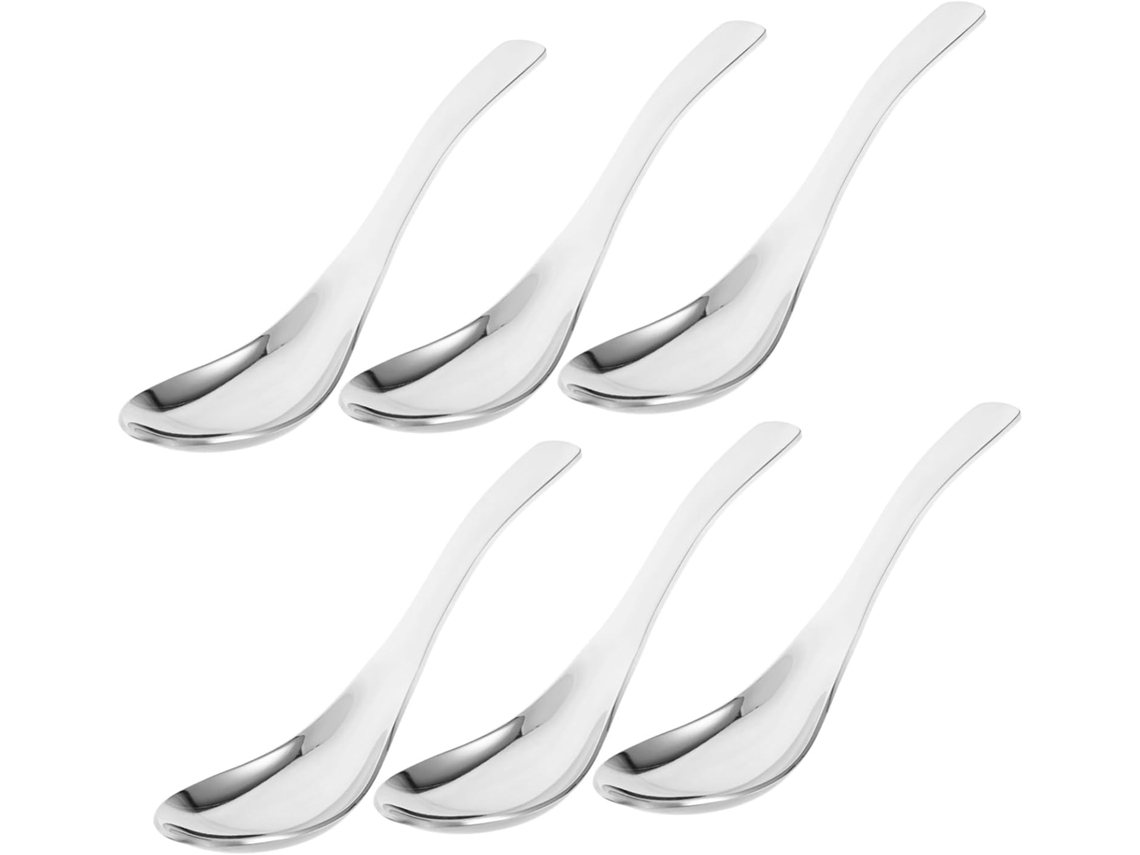 Conjunto De 6 Colheres De Sopa Multifuncionais Em Aço Inoxidável Para Sobremesa E Culinária