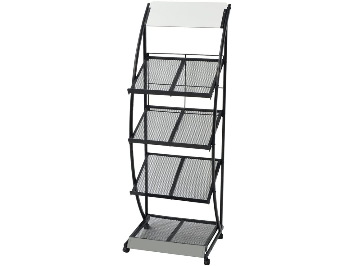 Vidaxl Porta-revistas A4 Preto E Branco 47x40x134 Cm