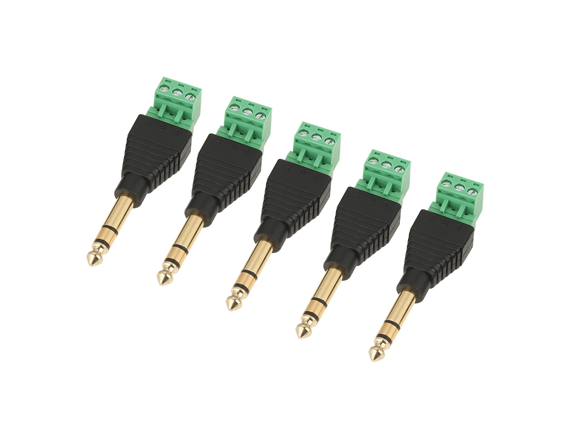 5 Pcs/set Adaptador Conector Terminal Áudio Estéreo Verde 6.35mm 1/4 Polegada
