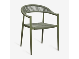 Sklum Cadeira De Jardim Empilhável Com Braços Em Alumínio E Rattan Sintético Amatria Ratán Pe Verde Azeitona Intenso