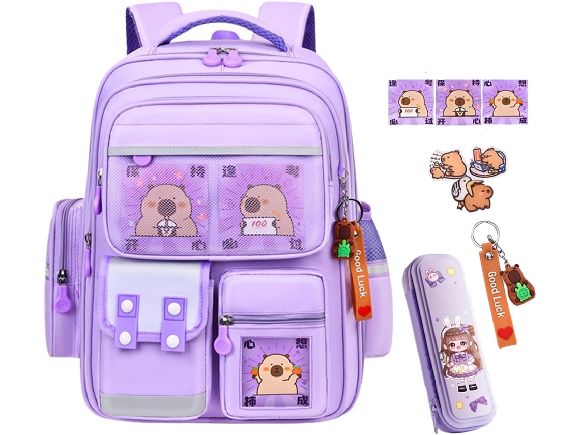 Mochila Impermeável Capybara Com Diversos Bolsos Compartimentos, Kawai Capybara, Impermeável, Ergonômica,