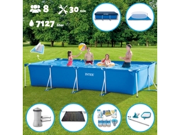 Piscina com Estrutura Retangular INTEX 450 X 220 X 84 Cm Azul Incluída Acessórios Cb97