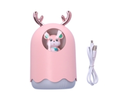 Umidificador De Aire Usb De Mesa Rosa Con Difusor Aromático Y Luz Noturna