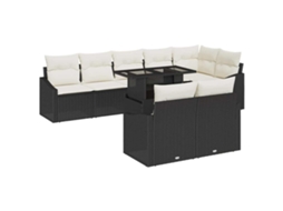 Maison Exclusive - Conjunto De Sofá De Jardim Com Almofada 9 Pcs Preto E Creme