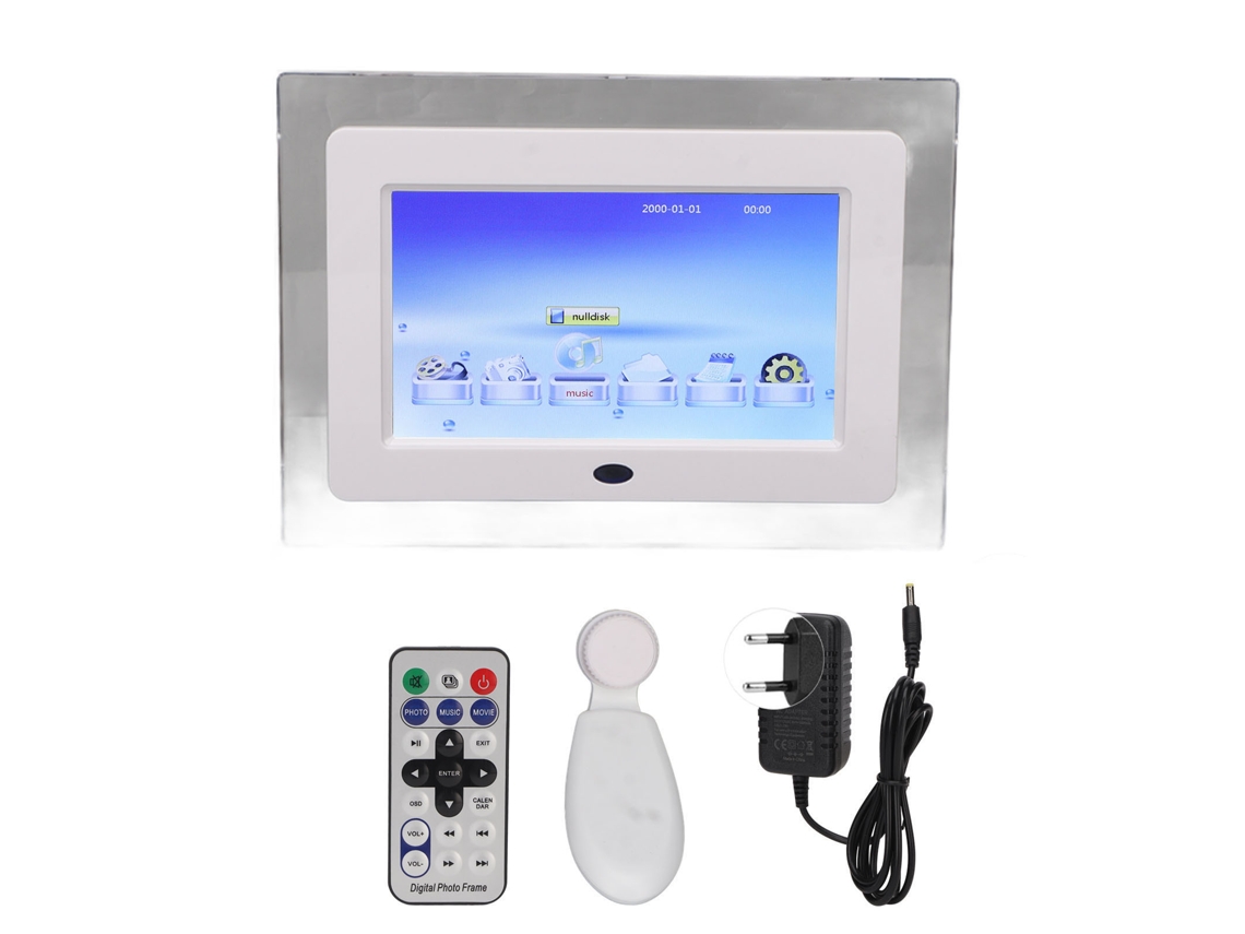 Quadro de fotos digital 7 polegadas Hd controle remoto inteligente tela branco eu plug S/MARCA