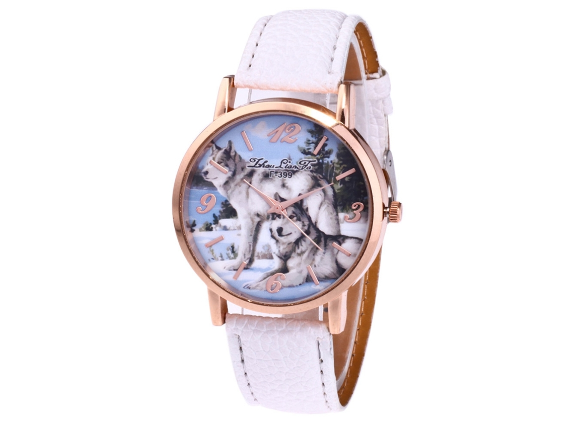 Relógio de quartzo moderno com pulseira de couro PU, mostrador redondo simples para homens (branco)