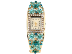 Relógio de Pulso Feminino de Quartzo com Pulseira de Liga Strass e Padrão Floral Elegante 1