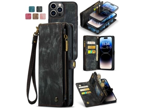 Capa Inch Para Iphone 13 Pro Caseme Pele Sintética Anti-riscos Preto