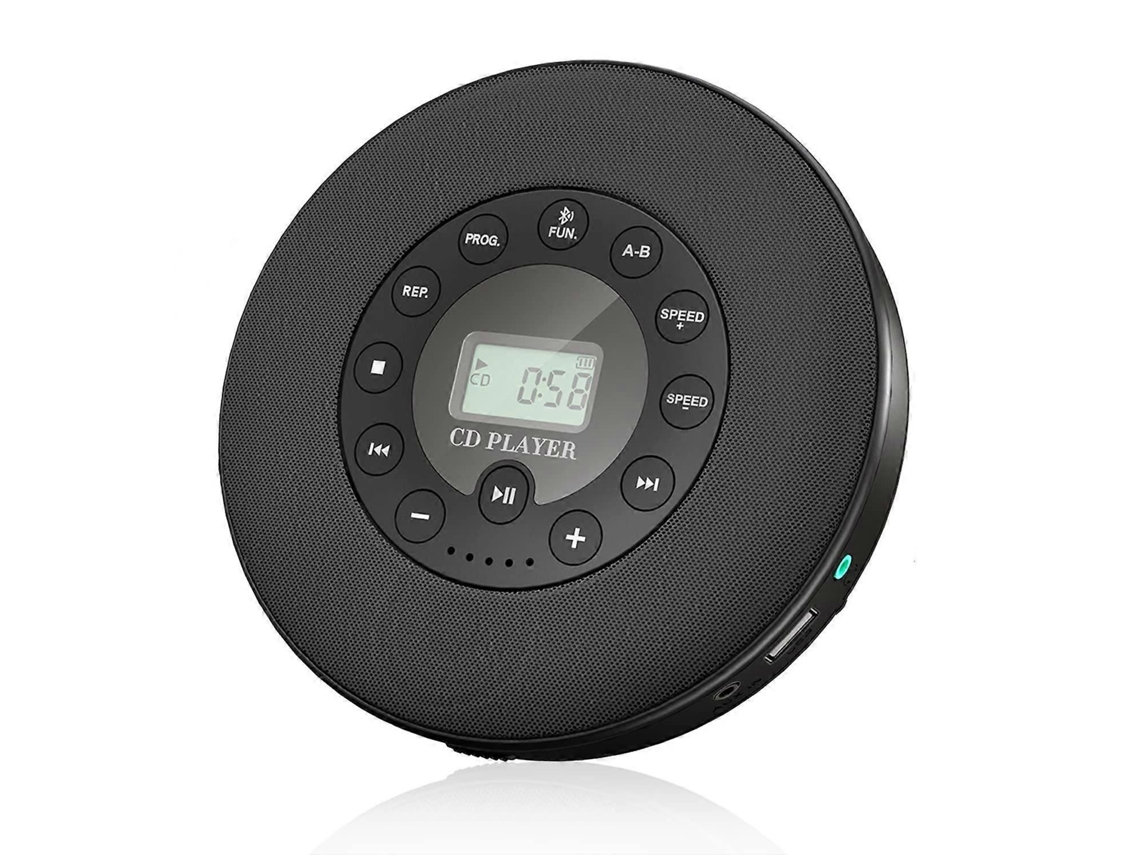 Leitor de Cd Portátil Recarregável com Alto falantes Estéreo, Suporte para Cd e Mp3, Entrada Usb Auxiliar e Fones de Ouvido . TAISHENGDA (preto)