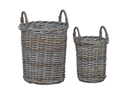 Conjunto 2 Cesta Decorativa Vidaxl Cinzento Vime (ø 30 X 44 Cm)