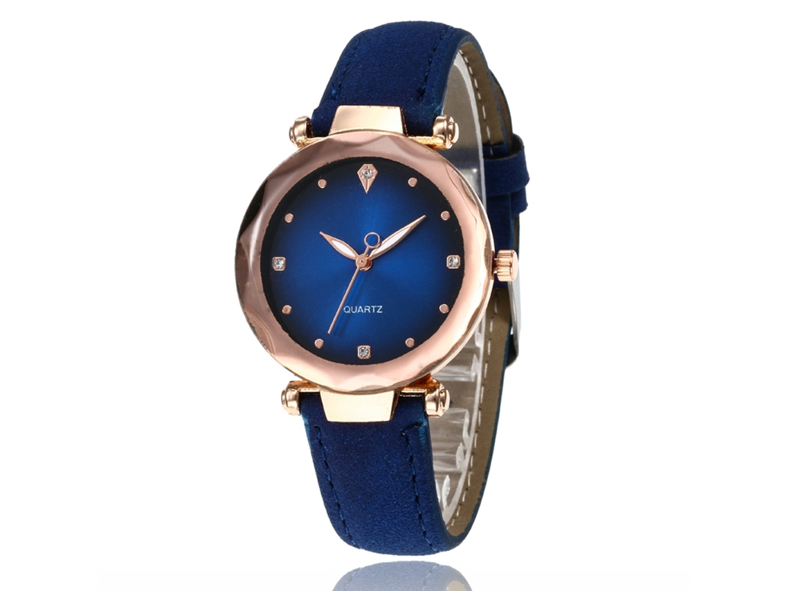 Relógio de Pulso Feminino de Quartzo com Pulseira Pu Ajustável Royal Blue