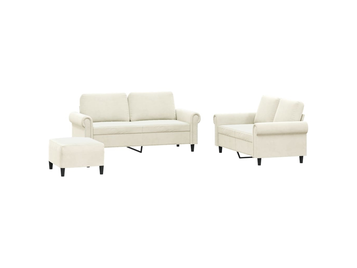 Conjunto 1 Conjunto De Sofás Vidaxl Creme Veludo (172 X 77 X 80 Cm)