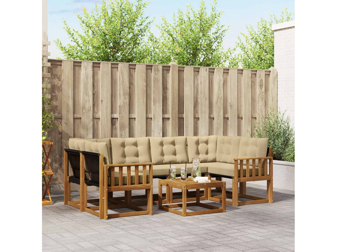 Vidaxl Conjunto De Sofás Para Exterior 7 Pcs Natural E Bege