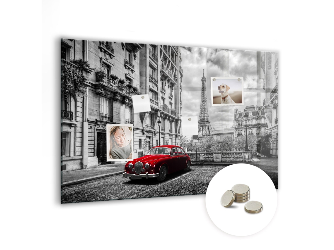Quadro Magnético Cidade Com Carros Antigos Para O Escritório Espelharte (90x60 Cm)