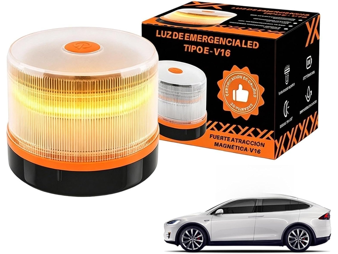 Sinalizador Led Genérico, Lâmpada Âmbar Intermitente Com Base Magnética