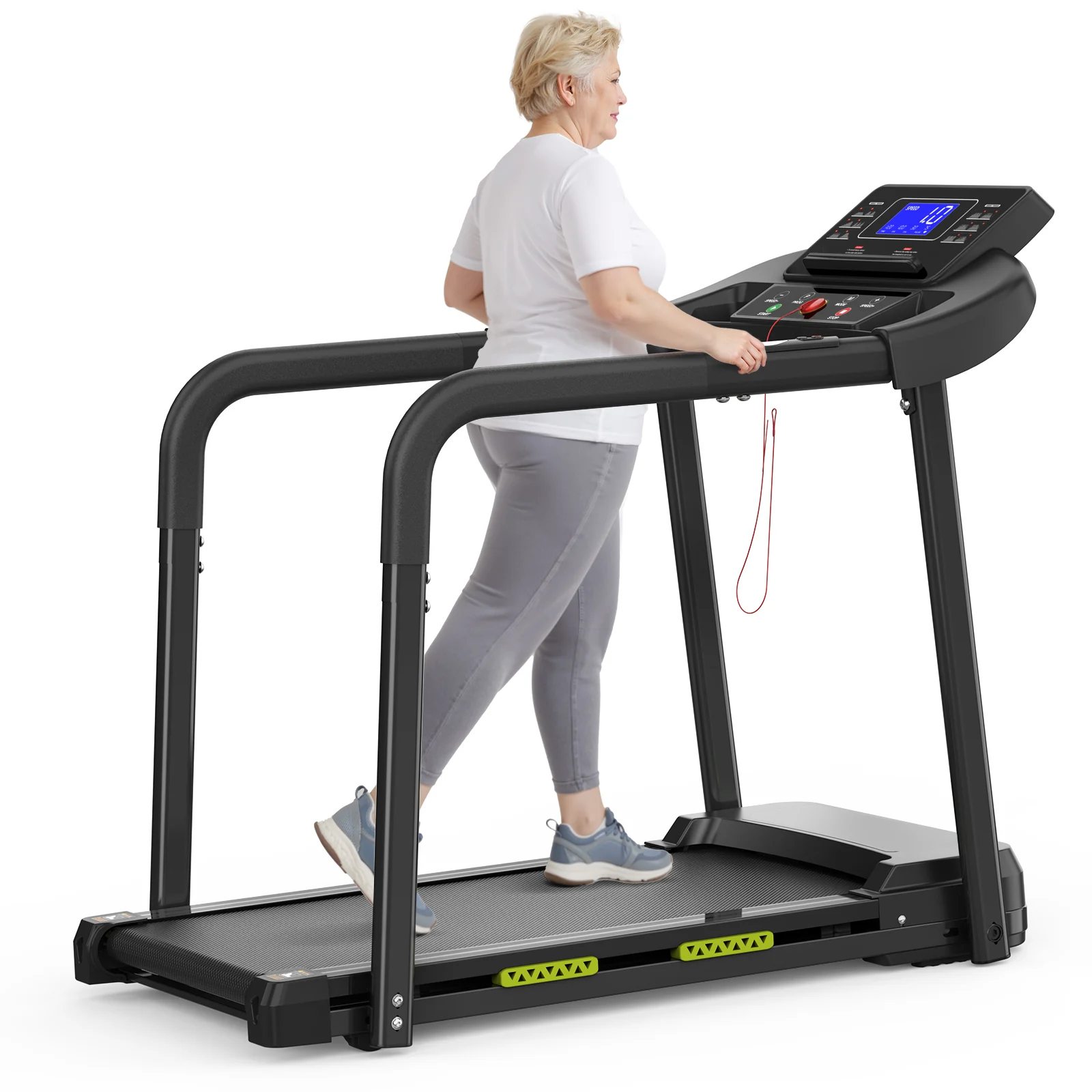 Esteira Dobrável Para Idosos Com Corrimão E Visor Led Até 135 Kg