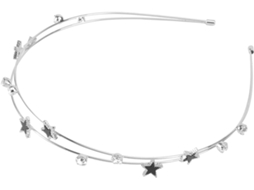 Tiara Delicada De Liga Metálica Com Cristais Prateados Em Formato De Estrela Para Penteados.