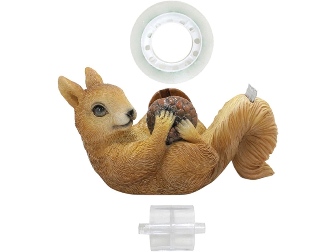 Dispensador de fita adesiva em formato pequeno, prático e decorativo, com suporte exclusivo para mesa de centro.