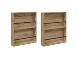 Estante de Revistas 2 Pcs Carvalho Artesanal 60 X 12 X 70 Cm VIDAXL