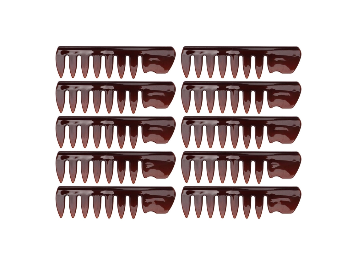 2026 10 Peças Peine de Estilo Dientes Anchos Mango Ergonómico Ligero Profesional para Hombre Marrón Transparente