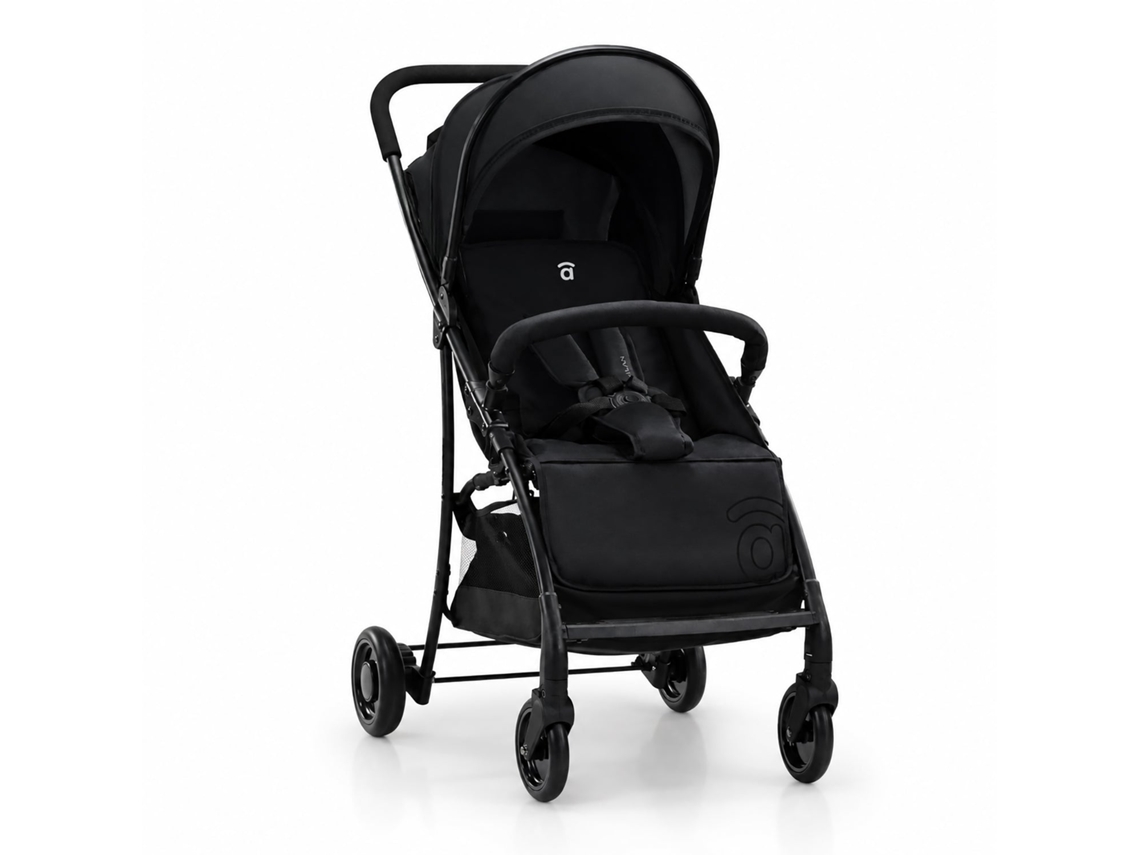 Carrinho De Bebé Ultra-leve Asalvo Milán - Reclinável, Arnês 5 Pontos, Spf50+, Até 15 Kg - Preto