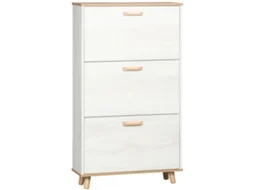 Sapateira Melamina de Madeira Cor Branco Envelhecido e Madeira 70x23,5x122cm Homcom