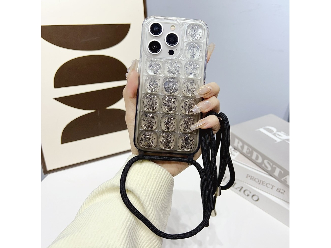 Correia Casa Para Iphone 15 Pro Pele Sintética Preto