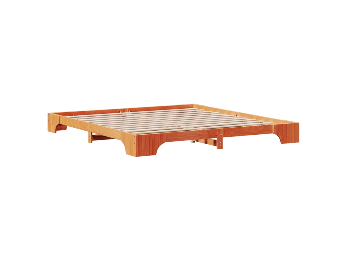 Conjunto 1 Estrutura Da Cama Vidaxl Castanho Madeira De Pinho Maciça (180 X 200 Cm)