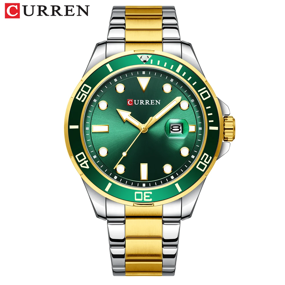 Relógio Masculino Automático Mecânico Da Série Green Water Ghost (verde Dourado), Todo Em Aço Inoxidável, À Prova D'água.