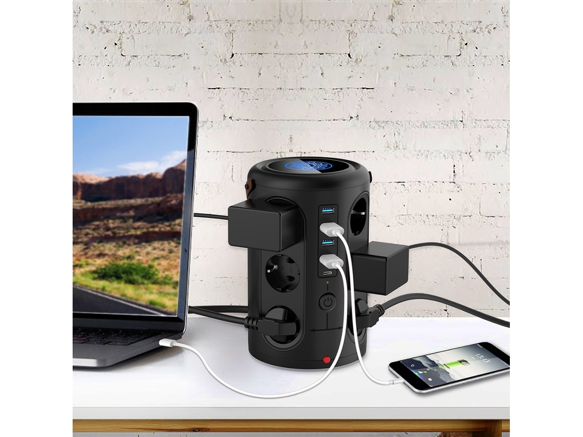 Laxiscreed Tomada Torre Multifuncional Ue, 2500w, Proteção Contra Sobrecarga E Surtos Para Maior Segurança
