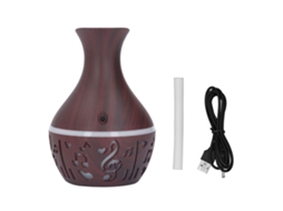 Difusor de Aromaterapia para Secretária 300ml, Usb, Design Madeira, Silencioso, Luz Led para Casa e Escritório LAXISCREED