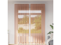 Vidaxl Cortinas De Voile Com Bolsos Para Varão 2 Pcs Terracota