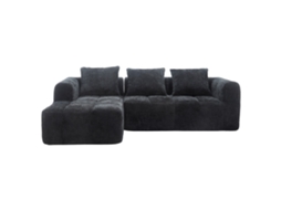 Sofá cama chenille 2 em 1, design patenteado, arrumação no braco, estrutura metálica ORBITRA COMMERCE