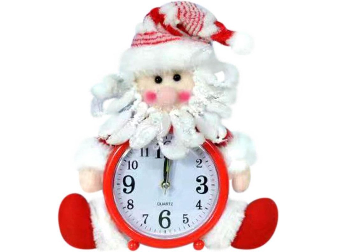 Relógio de Mesa Decorativo de Natal com Papai Noel e Boneco de Neve | S/MARCA