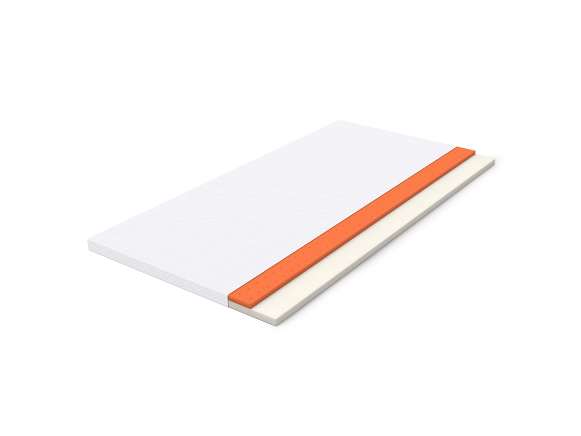 Comfortable Mattress H3, Medium Strength, Oeko Tex Certified, Washable, Height 5cm, Size 180cm × 200cm, Made In China, Orange Foam, White Mattress