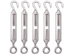 Conjunto De 5 Tensionadores De Cabo Em Aço Inoxidável M6 6mm Para Vedação Ajustável Com Gancho 304 Para Corda Arame Secador Jardim Vedação
