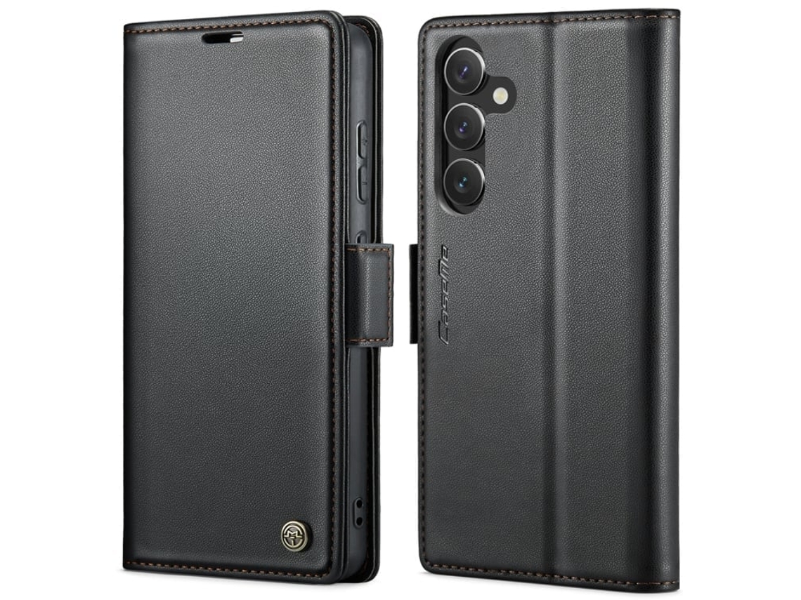 Capa Para Samsung Galaxy S24 Borboleta Fivela Litchi Textura De Telefone De Couro Rfid Antirroubo Preta