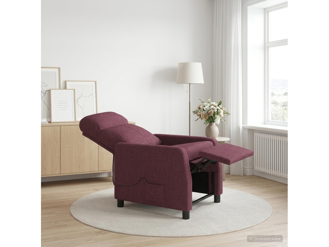 Vidaxl Recliner De Massagem Roxo Tecido