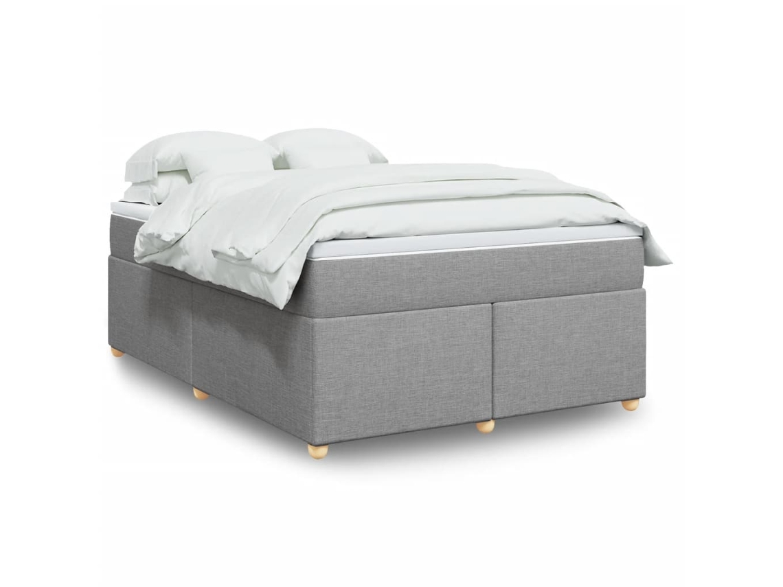 Vidaxl Cama Com Molas/colchão 140x200 Cm Tecido Cinzento-claro