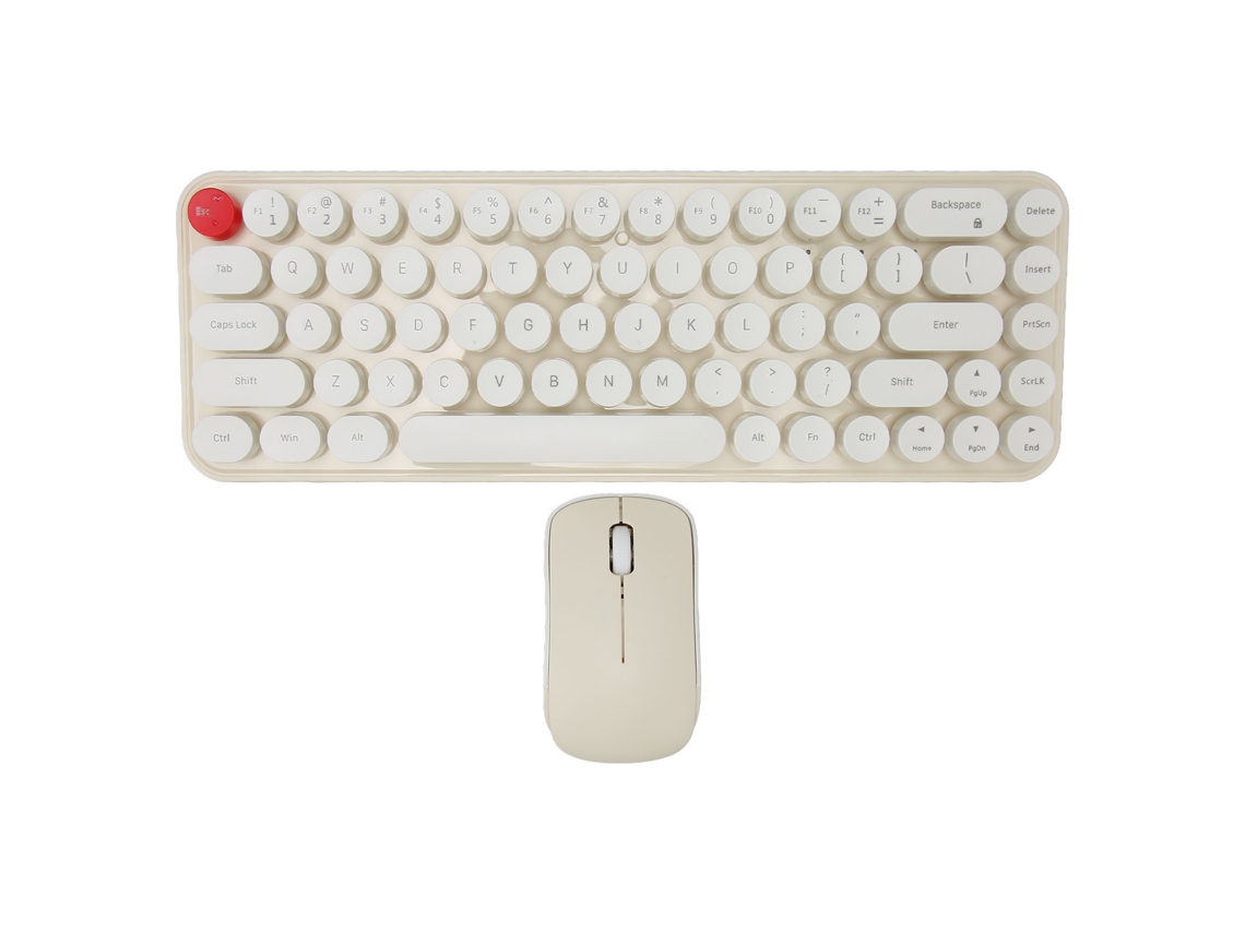 Combo Teclado Sem Fio Mouse 68 Teclas Estilo Retro Typewriter Bege Para Laptop 2.4ghz