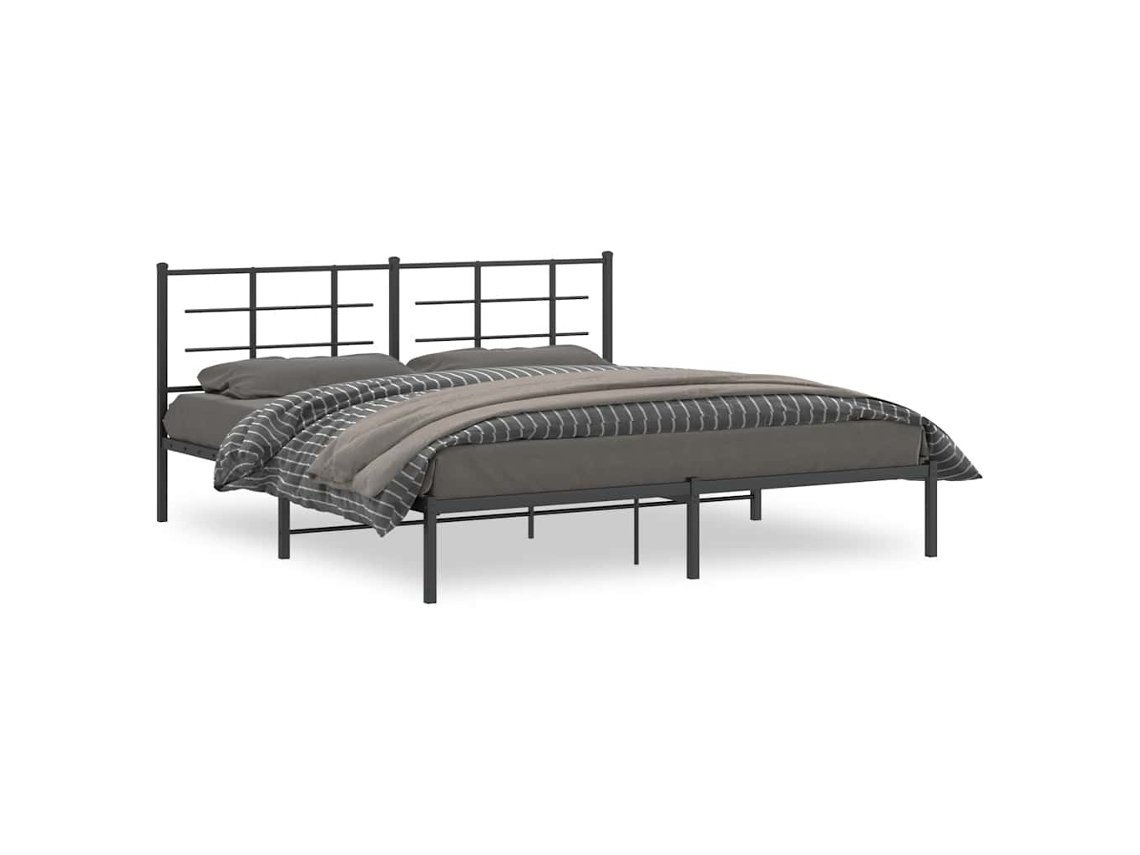 Estrutura de Cama com Cabeceira Metal Preto MAISON EXCLUSIVE 183x213 cm
