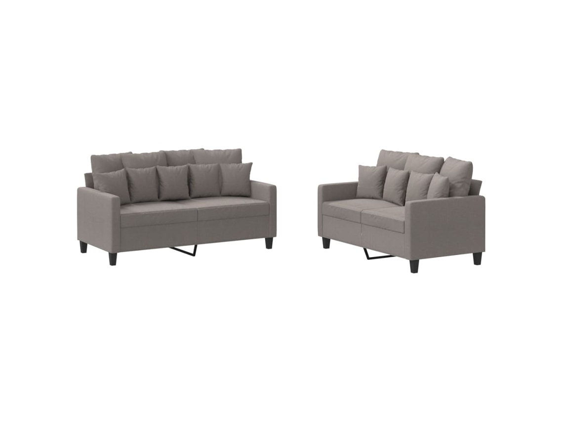 Maison Exclusive - 2 Pcs Conjunto De Sofás Com Almofadões Tecido Cinza-acastanhado