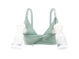 Sutiã para Bomba de Leite Hands Free 2 em 1 com Suporte e Material Macio 93% Algodão 7% Spandex Verde