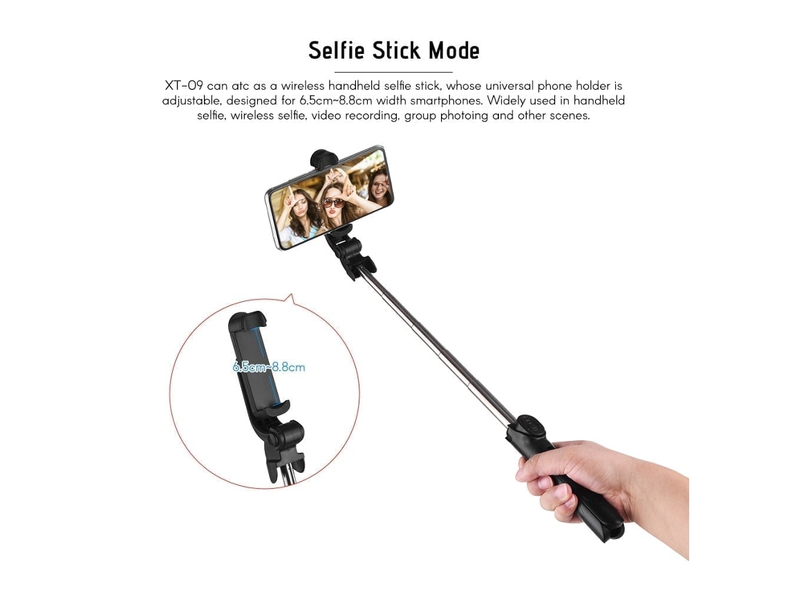 2026 palo Selfie Extensible 5 Secciones Con Tripode Y Control Remoto Inalámbrico 10m para Teléfonos 6.5 8.8cm