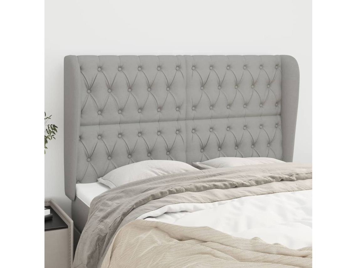 Cabecero con Alas de Tela 147x23x118/128cm Gris Claro