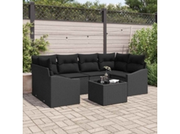 Vidaxl Conjunto De Sofás 7 Unid. Preto Vime Pe